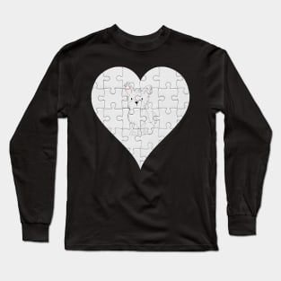 Terrier Heart Jigsaw Pieces Design - Gift for Terrier White Lovers Long Sleeve T-Shirt